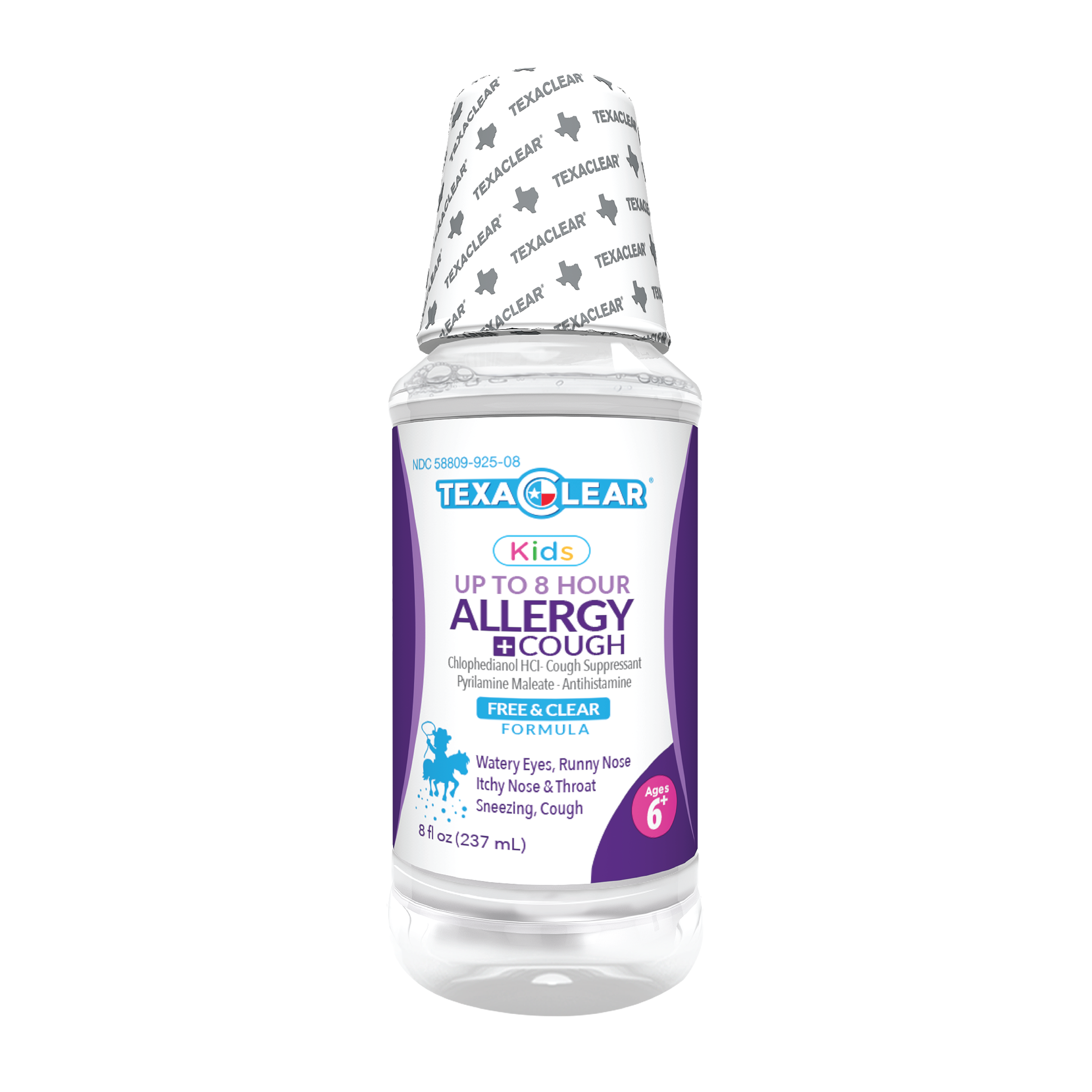 TexaClear Kids Allergy + Cough Relief | Dye-Free Liquid Medicine