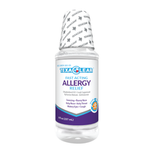 Load image into Gallery viewer, TexaClear® Allergy Relief brings fast-acting and long-lasting relief to tackle mild to severe allergy symptoms. With this powerful, clear, multi-symptom liquid formula get relief from sneezing, runny nose, watery eyes and allergy cough. TexaClear® Allergy Relief works fast and lasts up to eight hours.
